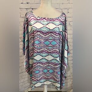 NWT Ashley Stewart Plus Size Kimono Tunic Top Colorful Size 26